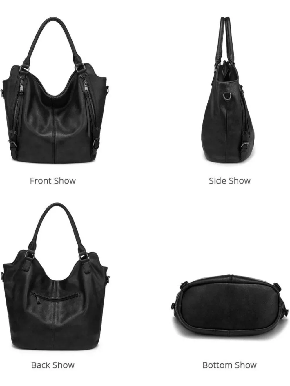 Stylish PU Leather Tote Bag for Women - Large Hobo Shoulder Purse with